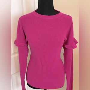 NWT J. Crew Factory  XL Ruffle-Sleeve Sweater in Magenta